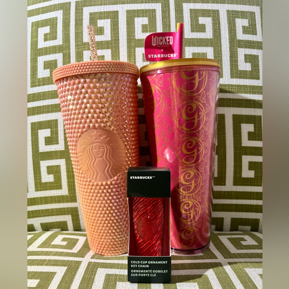 NEW! Starbucks Wicked Glenda OZ 2024 Pink Glitter & Iridescent Studded Tumbler